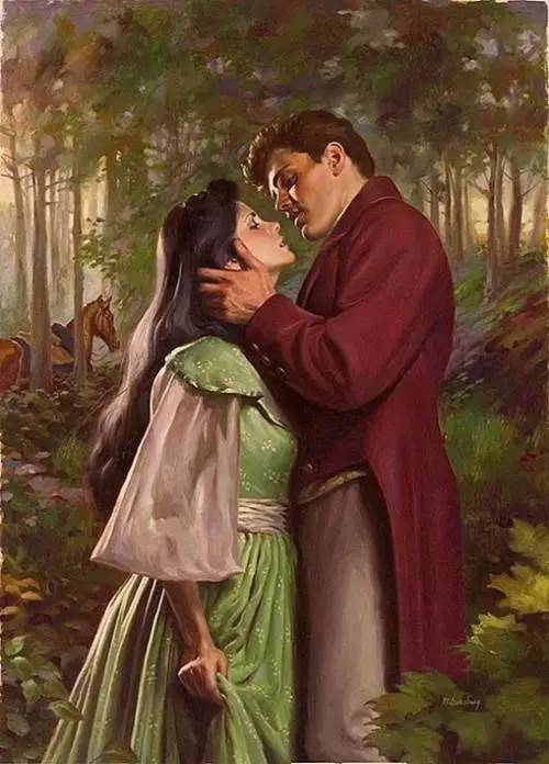 油画中浪漫的吻这样的吻只需一次