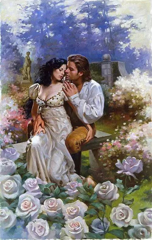 油画中浪漫的吻这样的吻只需一次