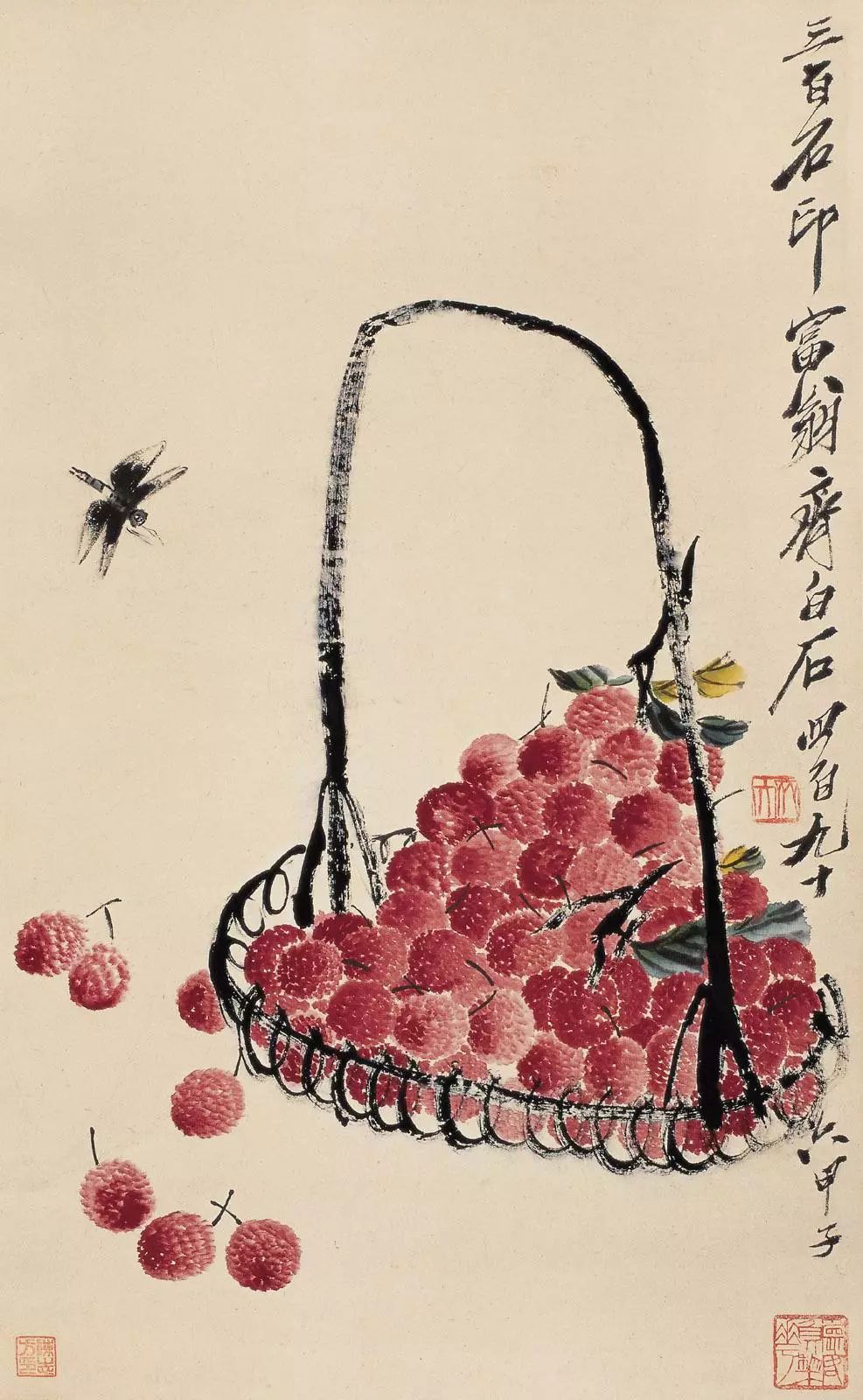 齐白石的荔枝画作夏日的午后久睡梦长,啖一颗荔枝回味悠远.