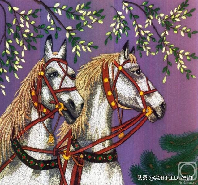 刺绣作品机绣nadezhdamakukha的刺绣丝绸画