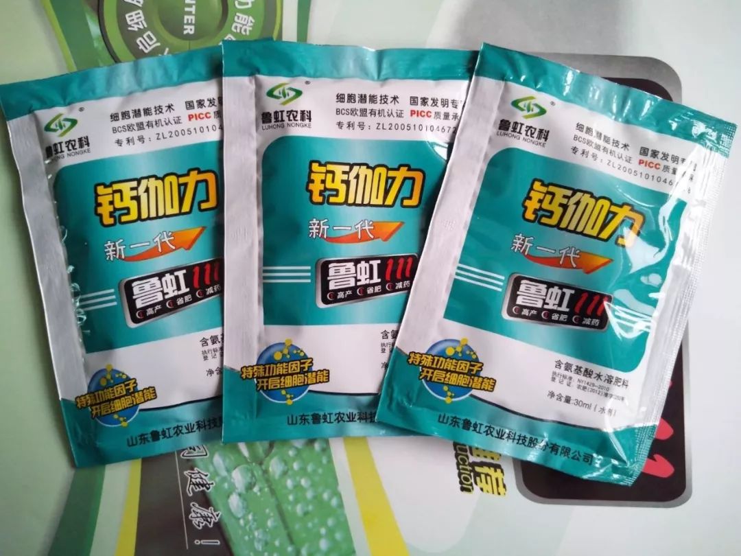 鲁虹钙伽力是一款含氨基酸的水溶肥,同时含有充足的活性钙,补钙迅速