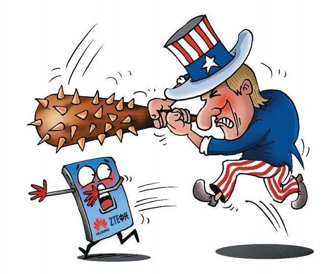 美国政府动用各种手段直接制裁或打击中兴,华为等中国高科技企业.