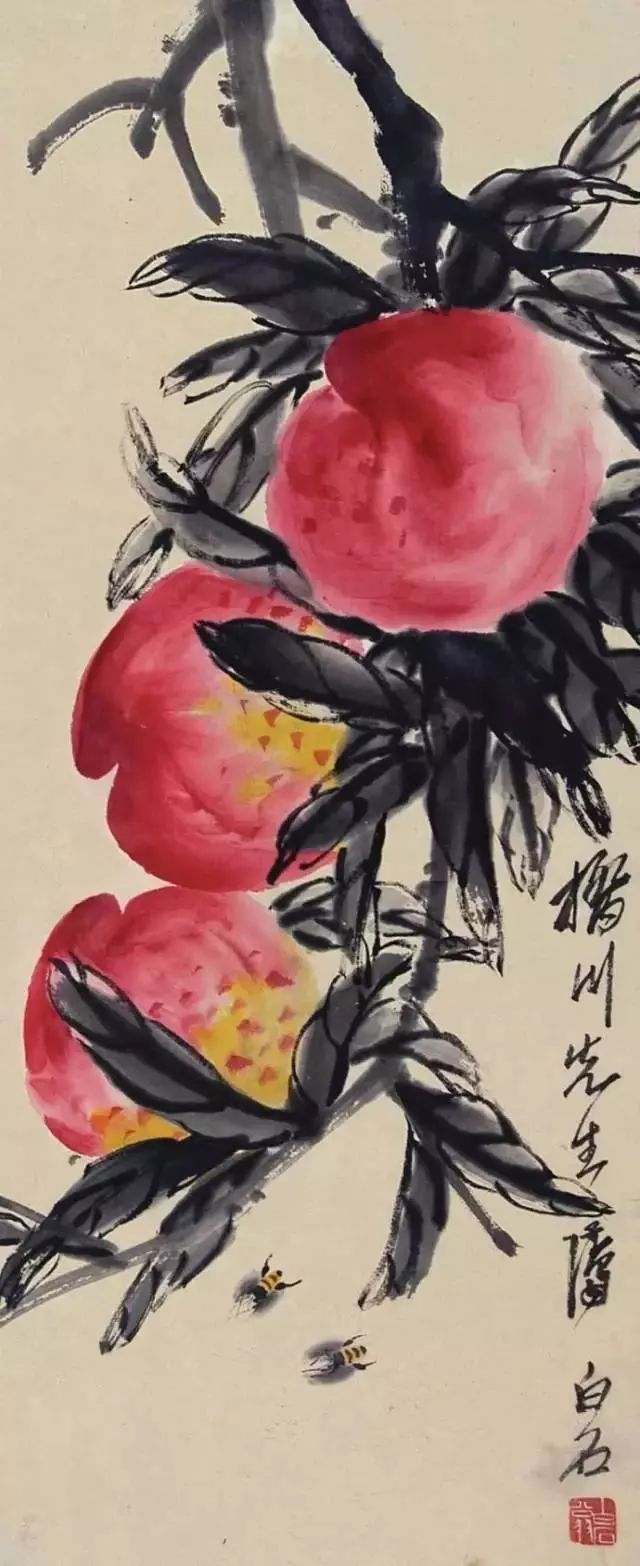 齐白石国画三绝,妙不可言!_寿桃