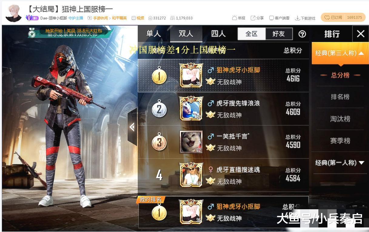 和平精英国服第一狙神诞生他或许是国服榜单唯一的狙击手