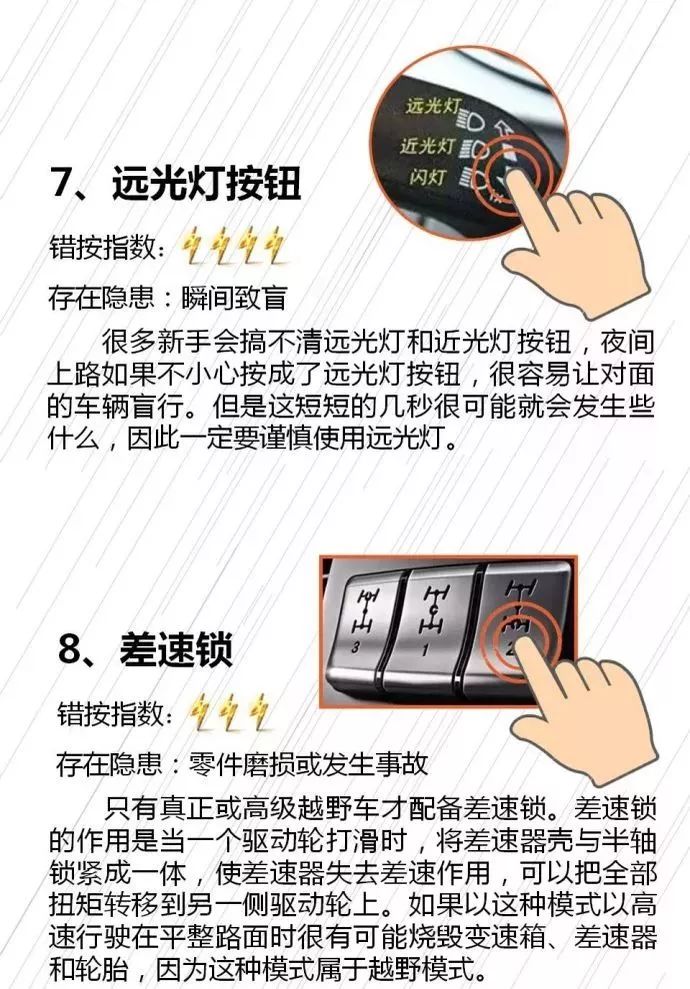 车上这些按钮别乱按否则后果很严重