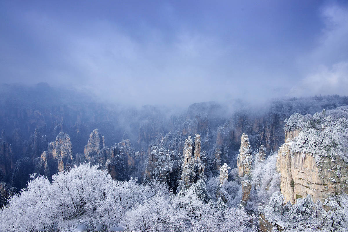 张家界雪景图片天子山图片