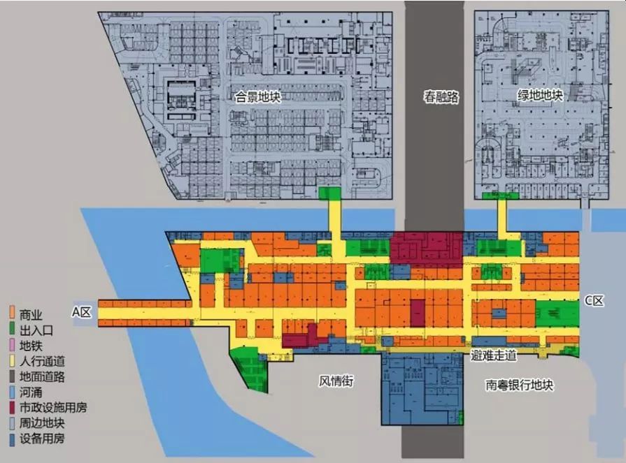 ①地面道路包括:1 條城市主幹路(花城大道),4條城市次幹路,6條城市