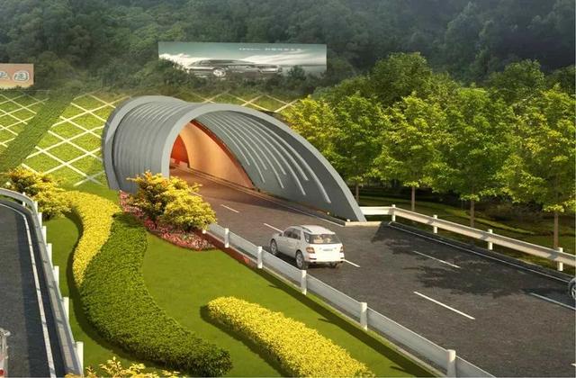 九龙坡段洞门效果图此前,中梁山隧道沿线绿化以天竺桂,小叶榕为主,且