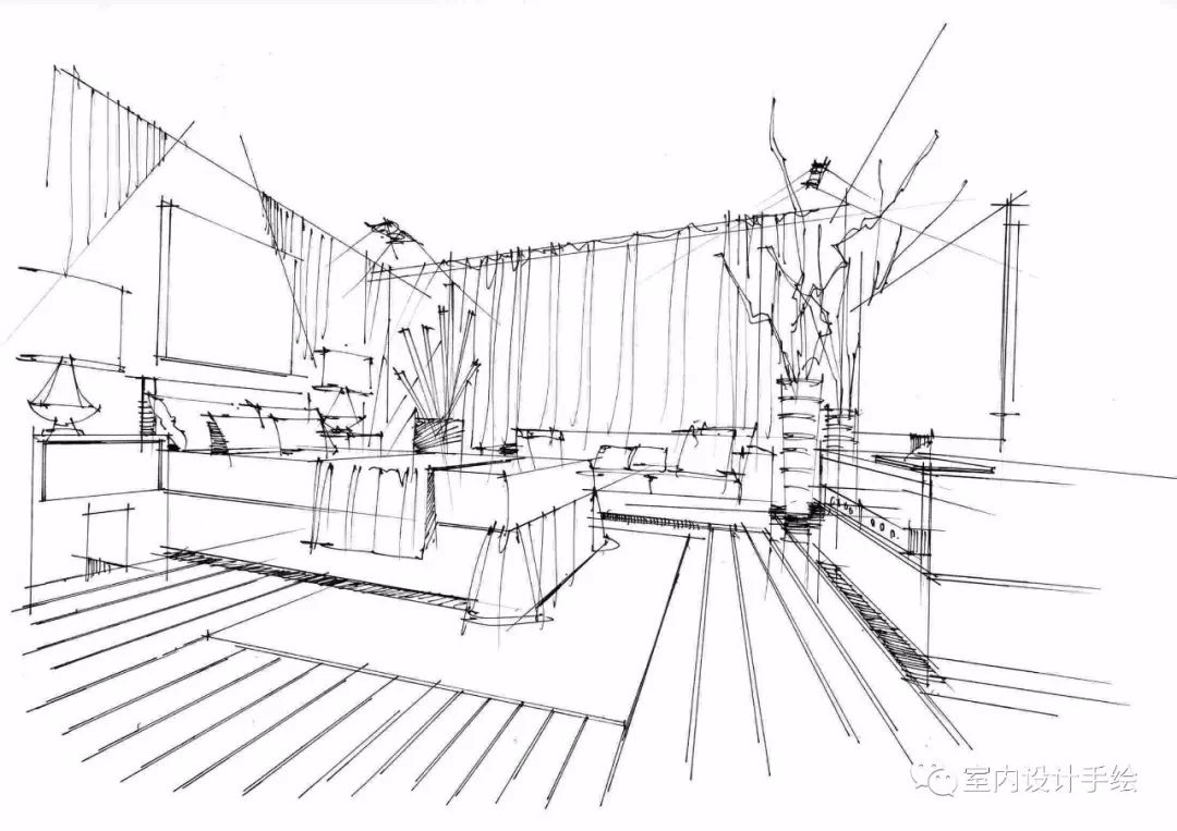 手绘室内空间线稿草图分享