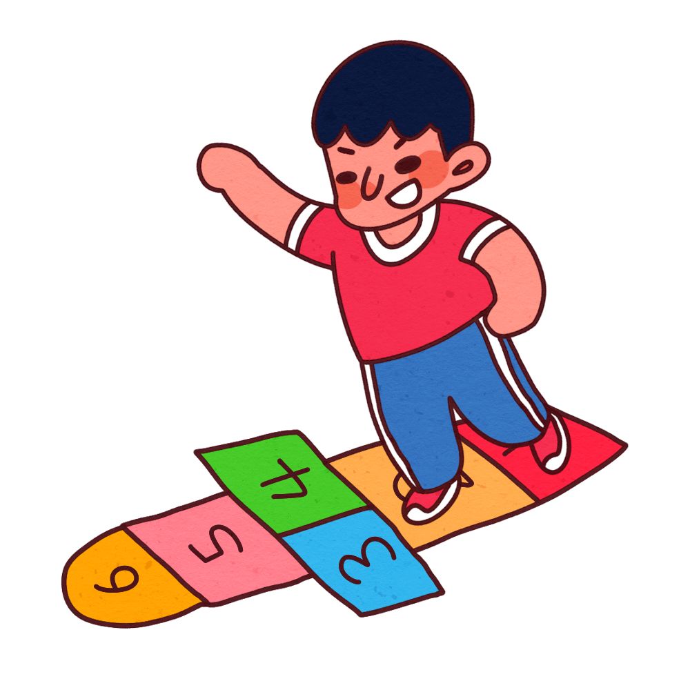 跳房子游戏提示:帮助幼儿认识颜色,培养双脚并跳能力游戏玩法:1 