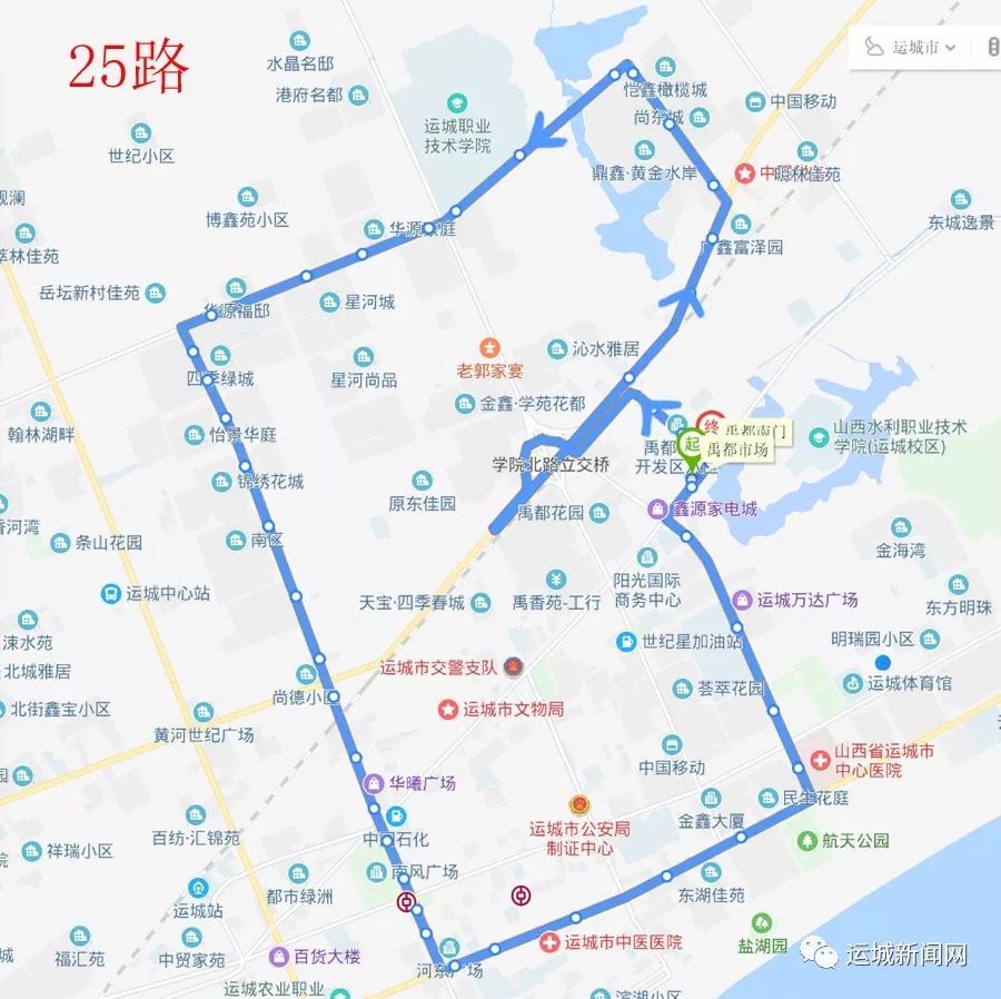 运城七路公交车线路图图片