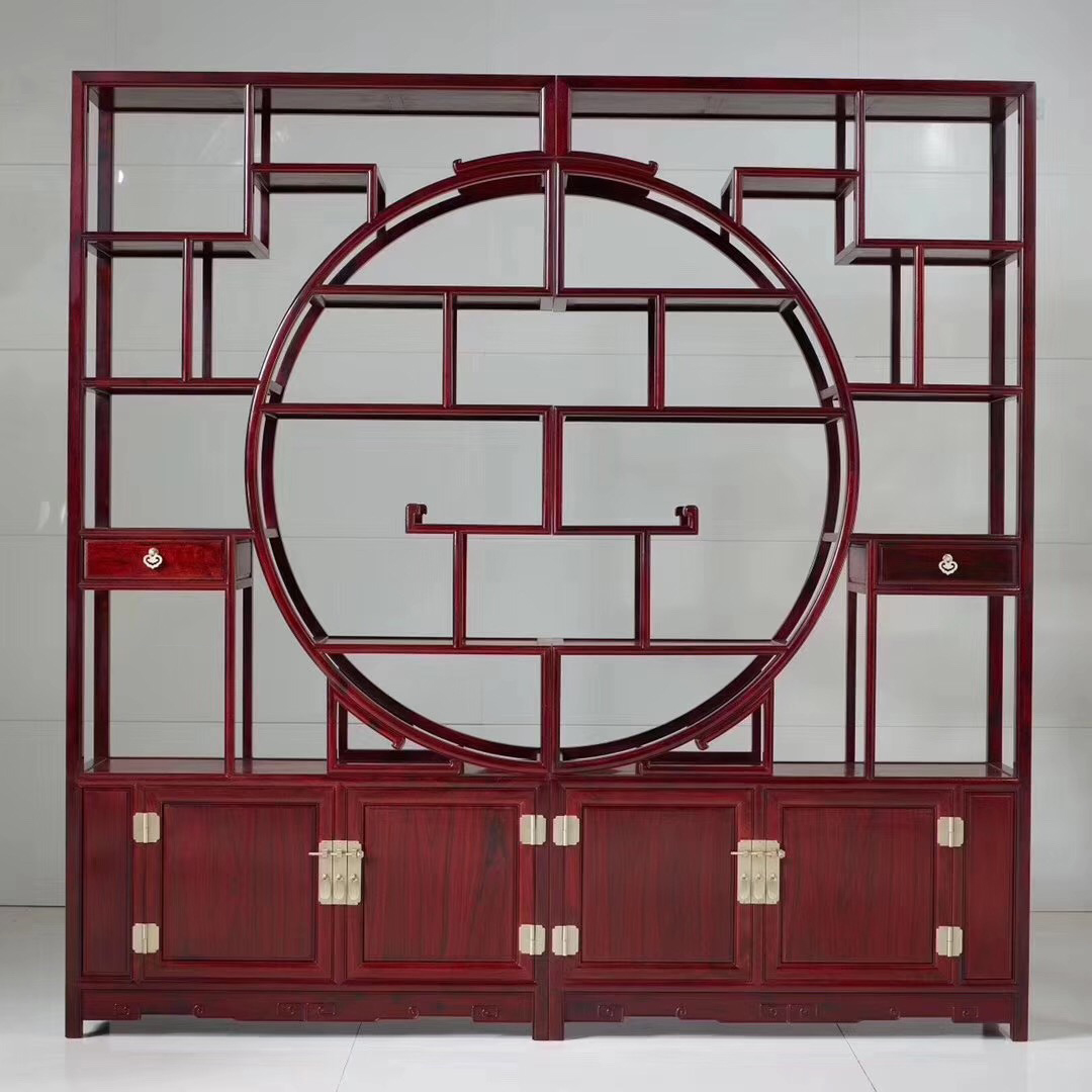 小叶紫檀博古架「一对」,明式家具制作风格,售价:388888.