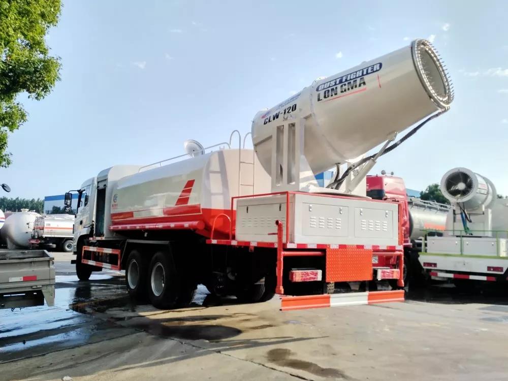 东风随专后双桥16吨多功能抑尘车圆形罐体匹配60120米雾炮