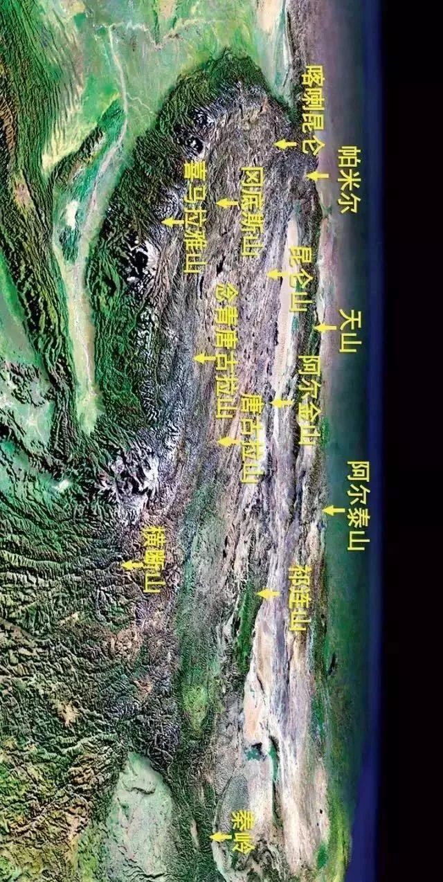 昆仑山脉卫星地图全景图片