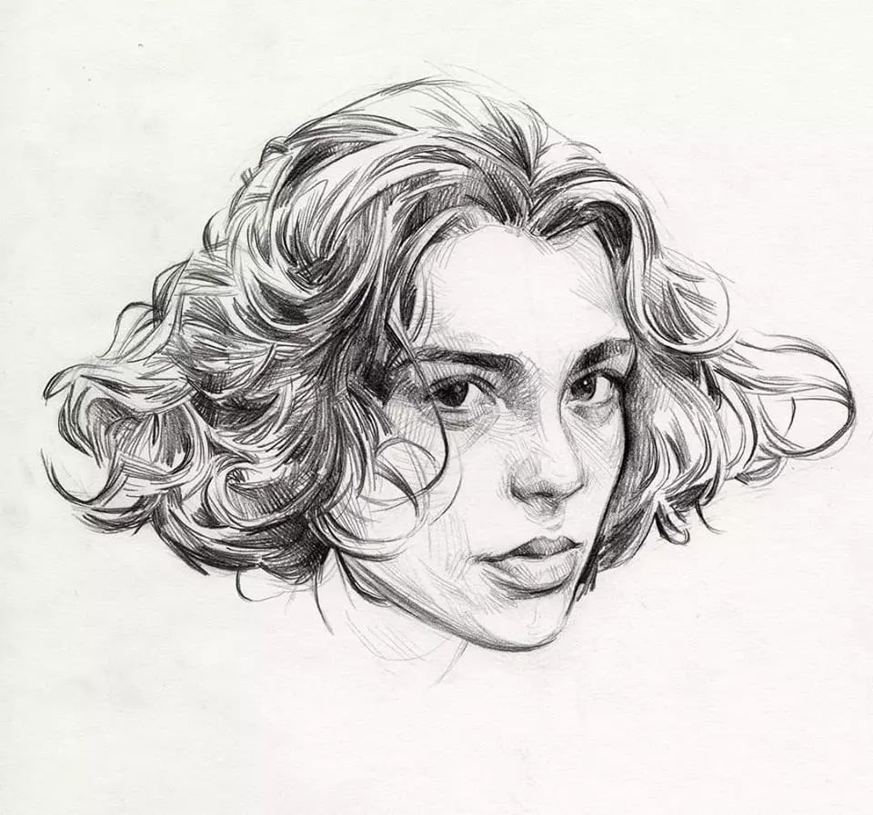 他画的素描干净利落寥寥几笔生动形象