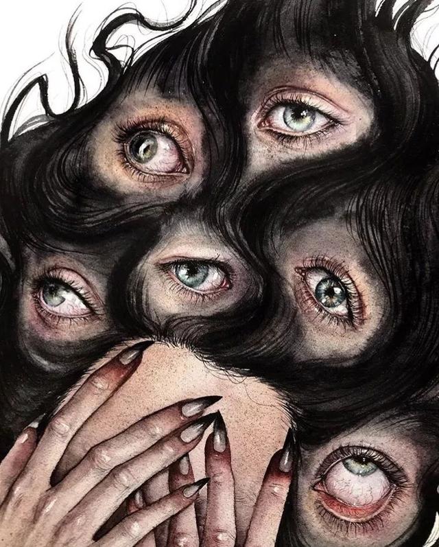 暗黑系插画风格绘制过程步骤分享|nastya kuzmina浓郁哥特气息的时装