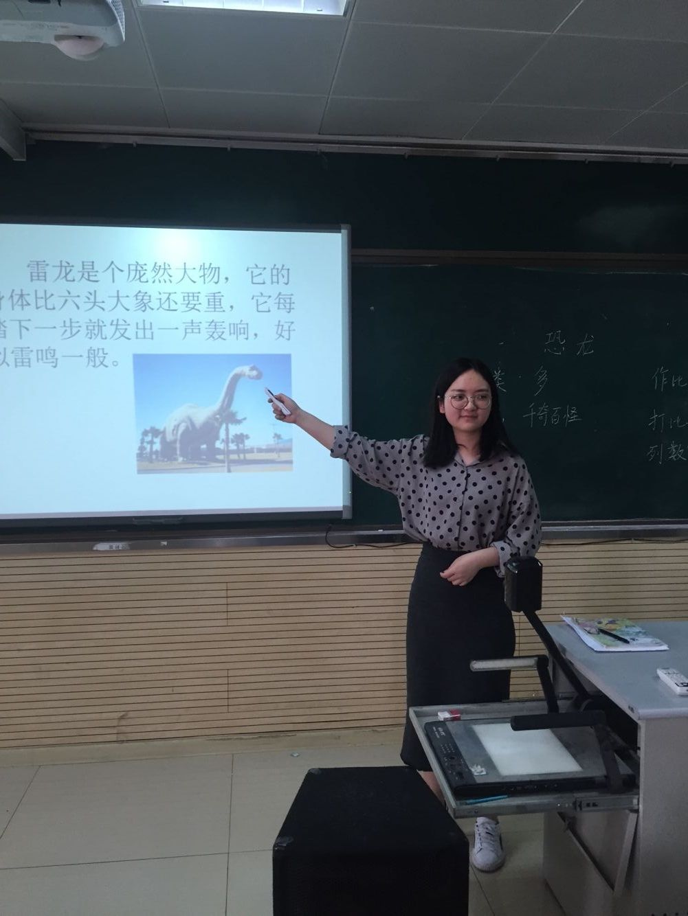 首先,由杨莹和刘潇珺老师共同执教《恐龙》一课.