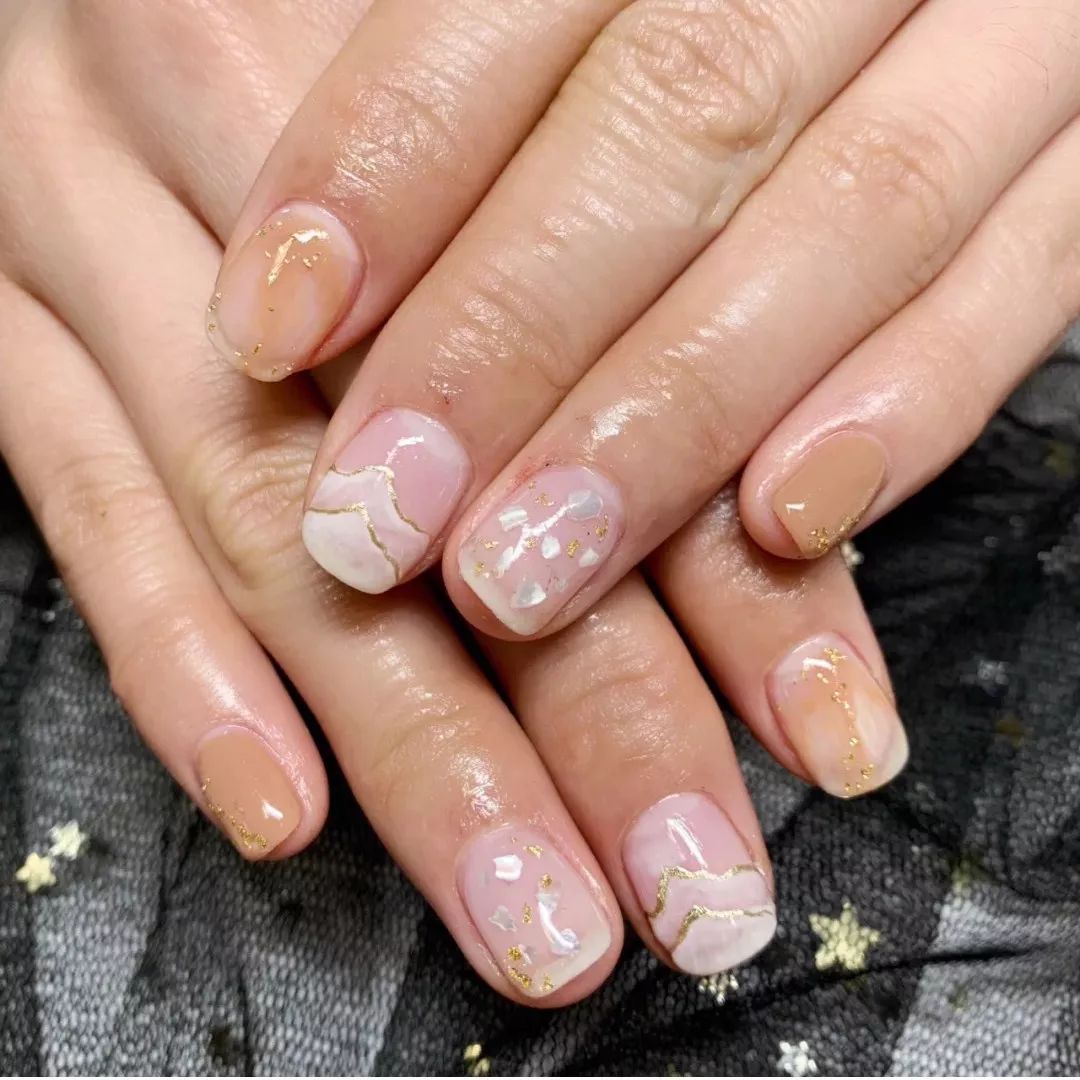 山丘纹美甲比水波纹大理石纹美甲还要仙