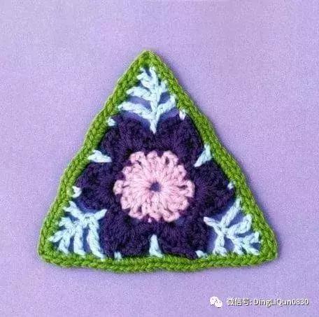 钩编图解三角形图案的织法以及拼接的垫子和毯子有图解