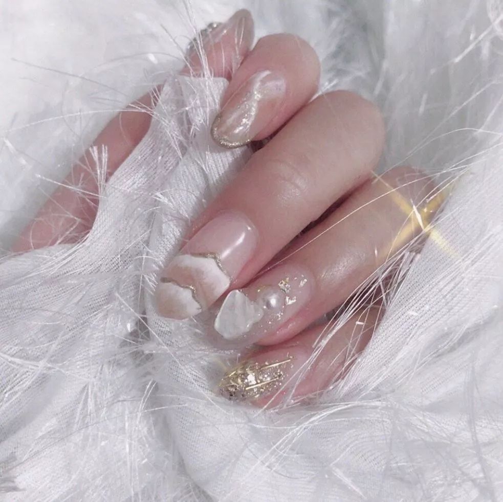 山丘纹美甲比水波纹大理石纹美甲还要仙