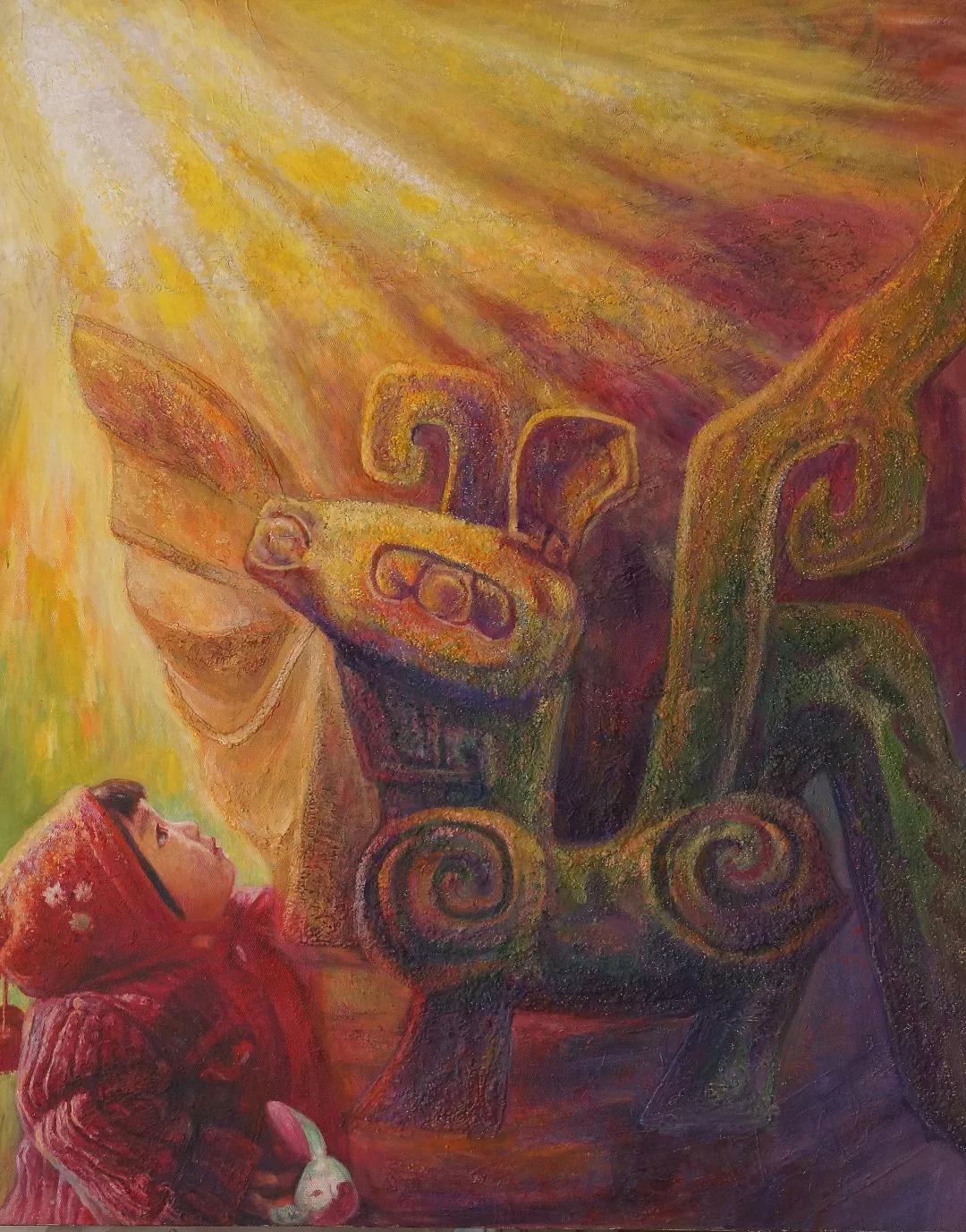 中国美网推荐谭先智三星堆太阳神鸟系列