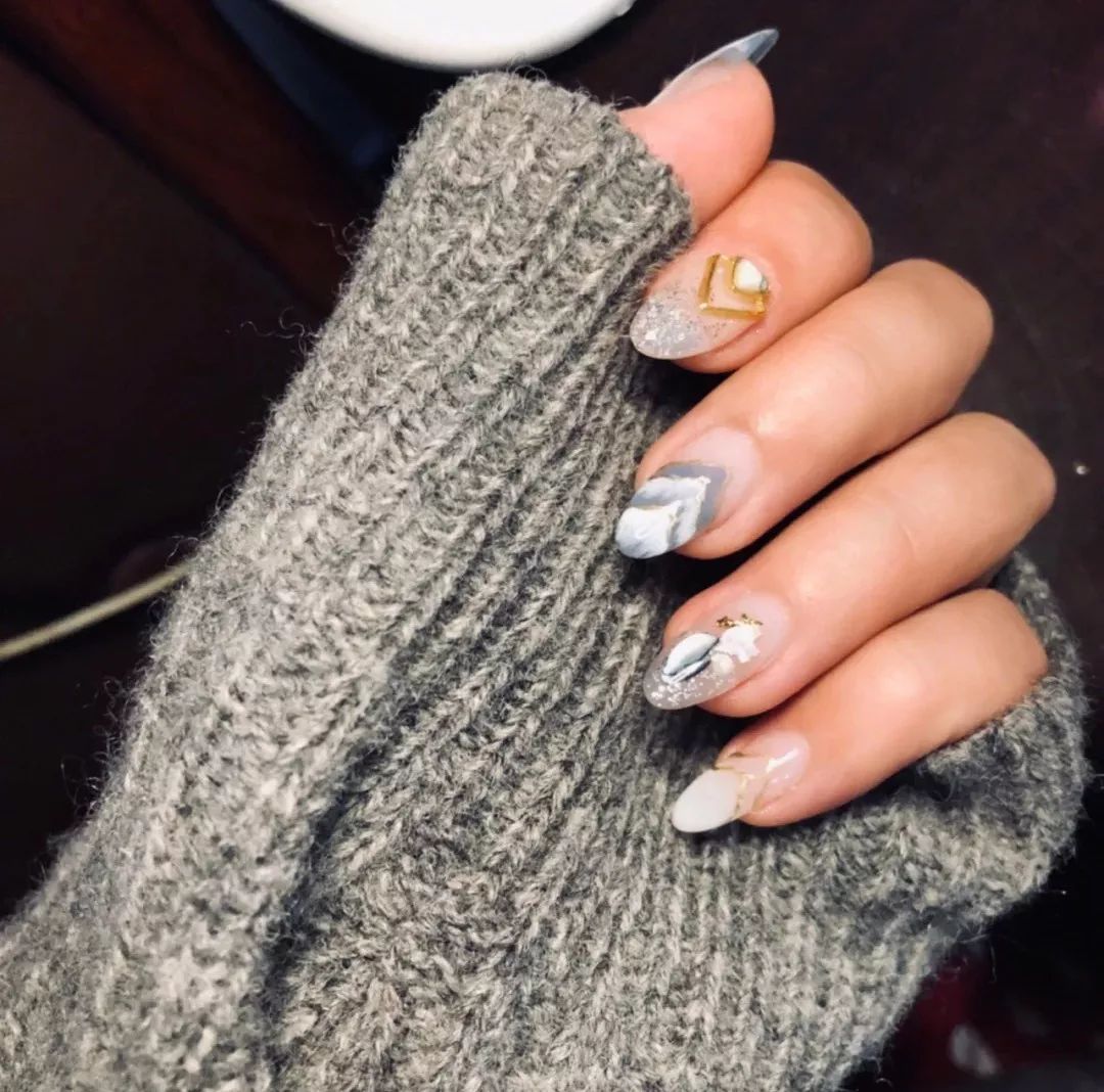 山丘纹美甲比水波纹大理石纹美甲还要仙