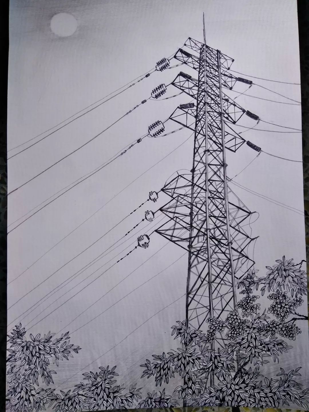 作品展示电网设备绘说画素描大赛优秀作品赏析三