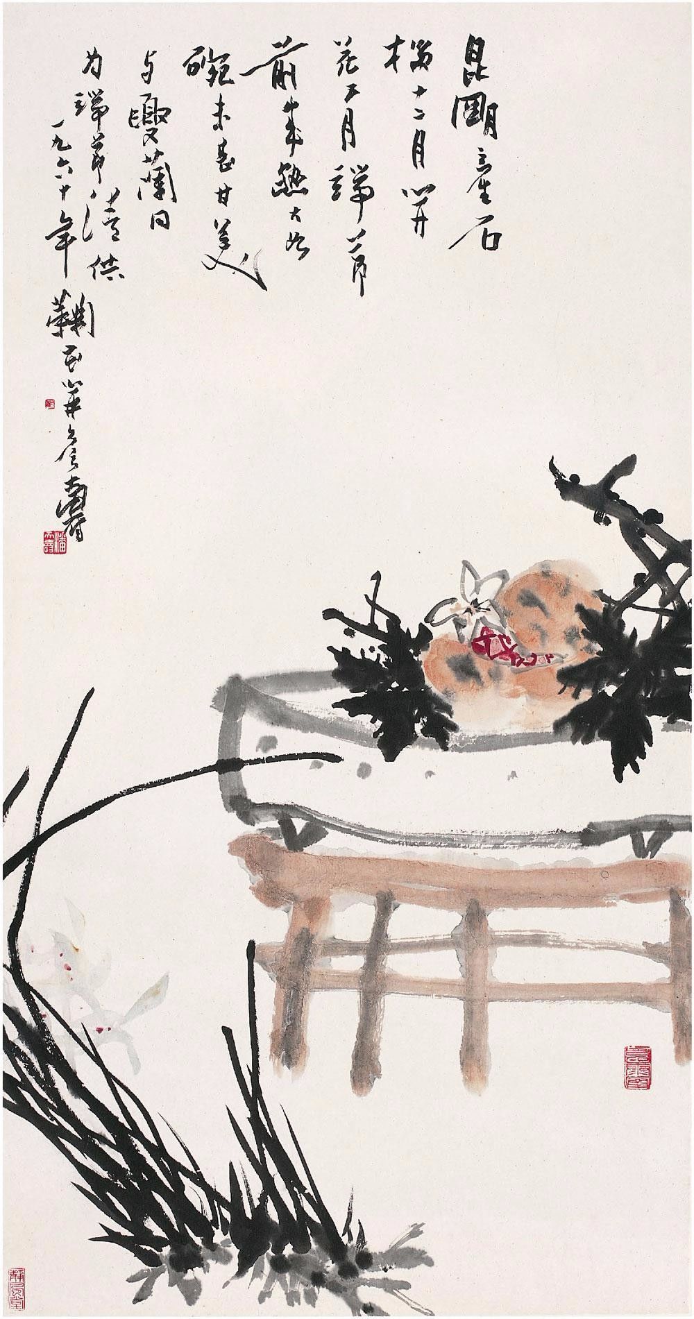 潘天寿画笔下的石榴,晶莹透亮!