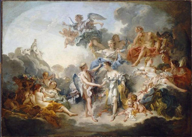 《丘比特与普赛克的婚姻,作者布歇(francois boucher(1703-1770.