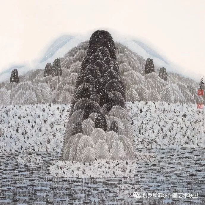 当代著名画家卢禹舜意象山水作品赏析