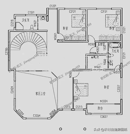 4款带旋转楼梯的农村别墅随便建一款都是当地真土豪