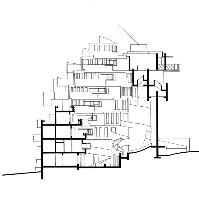 他的建筑把几何元素运用到极致,手绘草图还作为艺术品展出