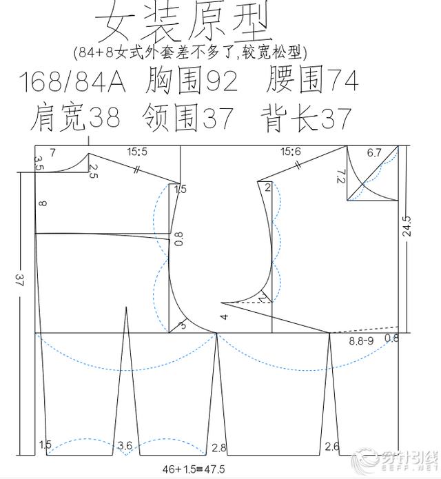 男装原型女装原型裙原型参数含详细尺寸标注说明