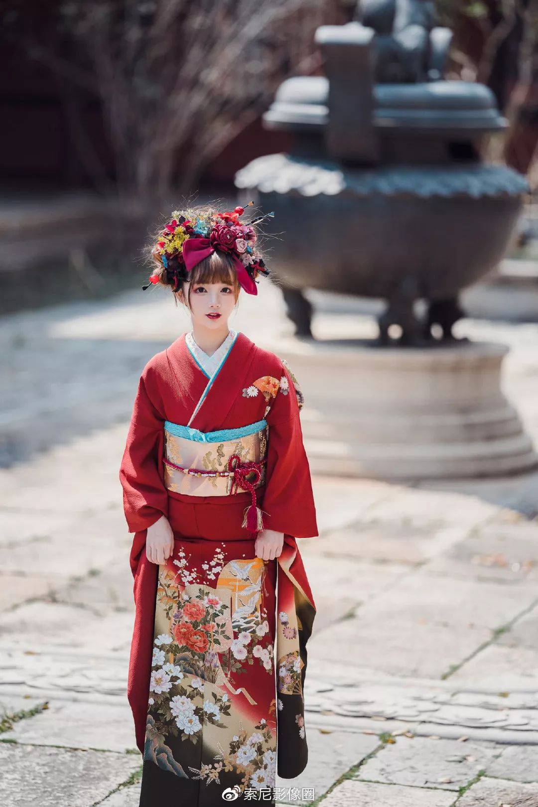 带上索尼fe135mmf18gm镜头拍摄振袖和服人像