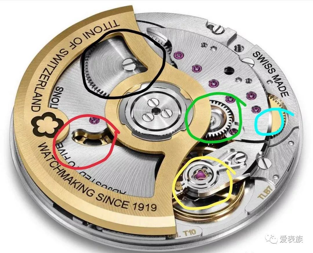 闪闪发光,相比之下2892或者888机芯的自动过轮只是暗哑的黄铜本色