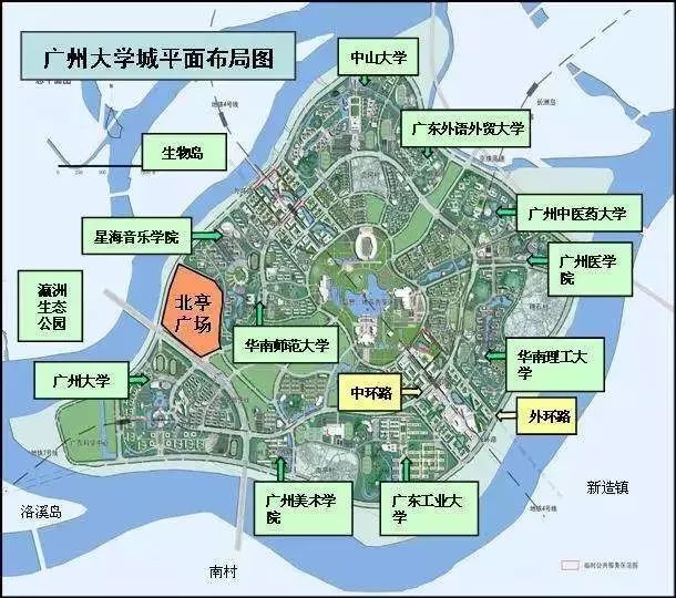 广州大学城,已从一个小岛演变成一座功能完善的城市体,已形成完备的