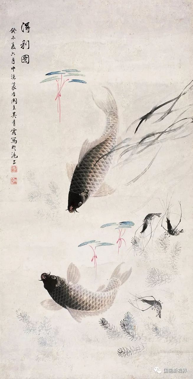 吴青霞 鲤鱼图吴青霞是一位全能型的画家,山水,花鸟,人物,各类题材都