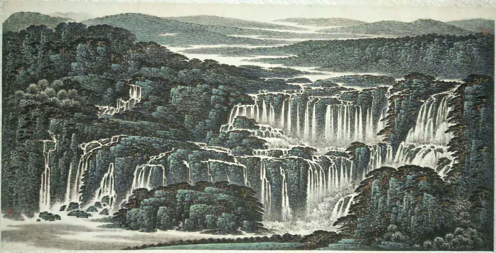 基于这些张论山水画作品展示出了自己作品特有的个性化语言和标识符号