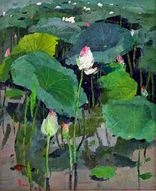 原创吴冠中一幅荷花能卖1亿画残荷却没黄毛丫头狠把自己当死模画