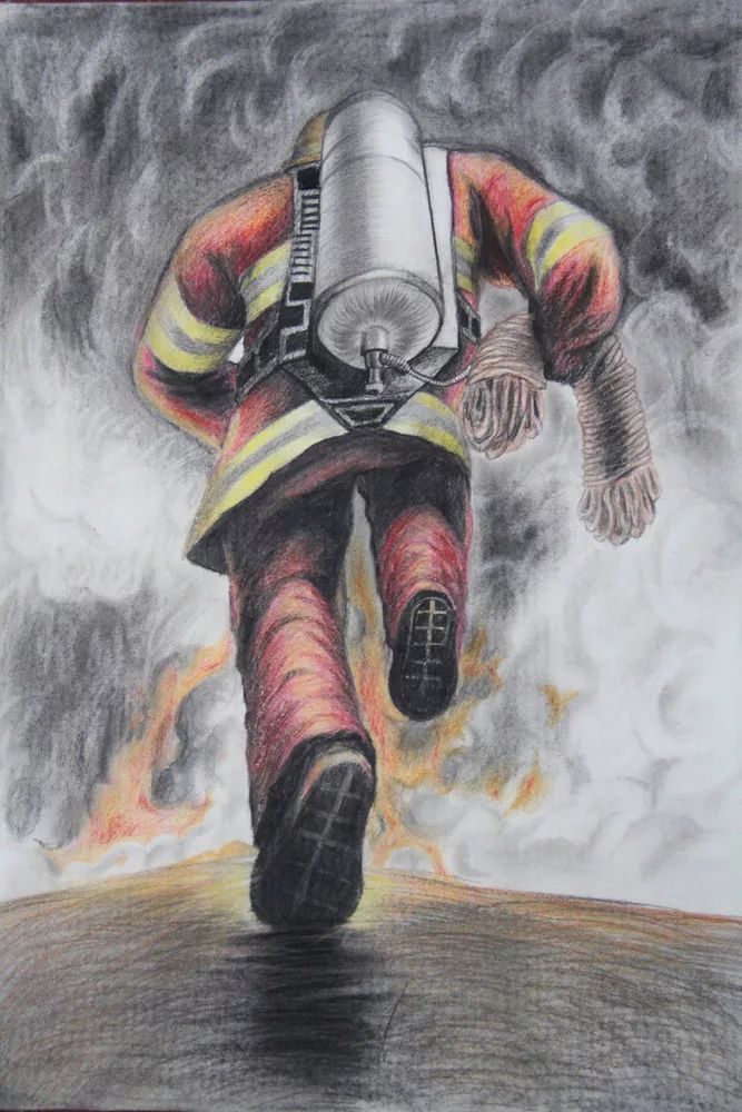 消防绘画 突出图片