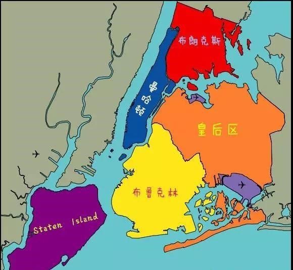 纽约市,濒临大西洋,它由五个区组成,分别是布朗克斯区(the bronx)