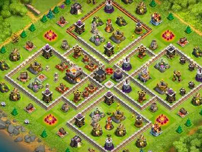 在10本以上有一种阵型非常常见,那就是4岛阵避免关键性建筑过于集中被