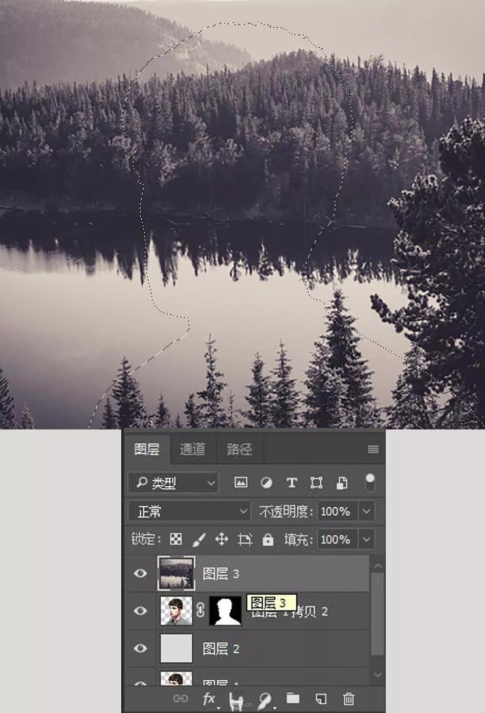 素材库双曝光效果合成照片