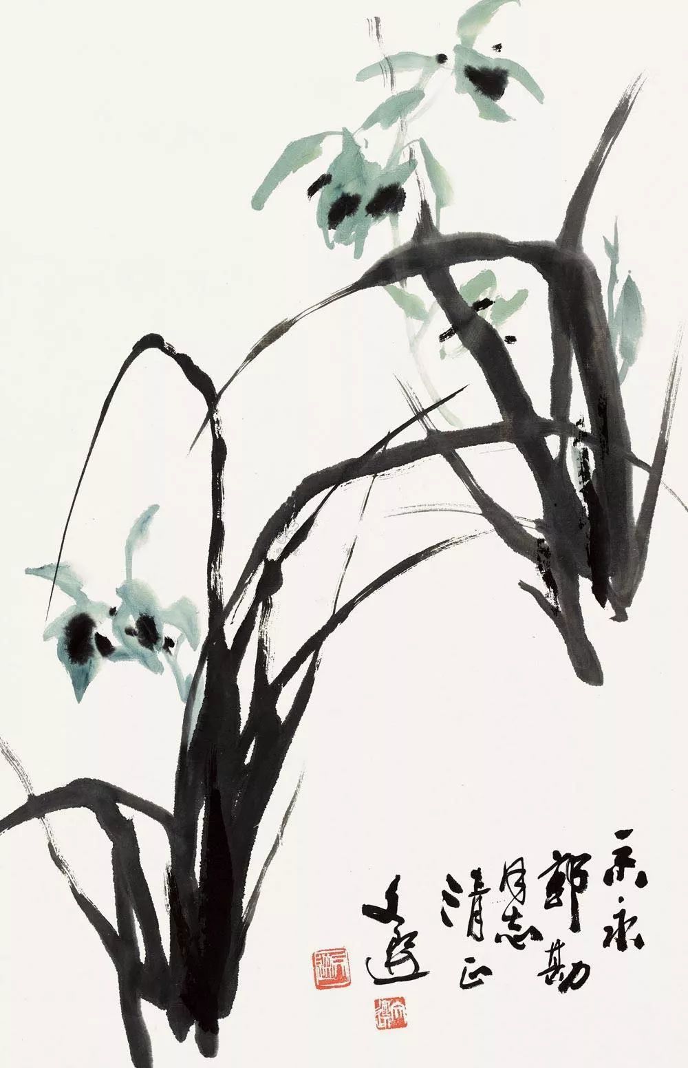 汤文选对兰花题材情有独钟,一生画了近百幅兰花.