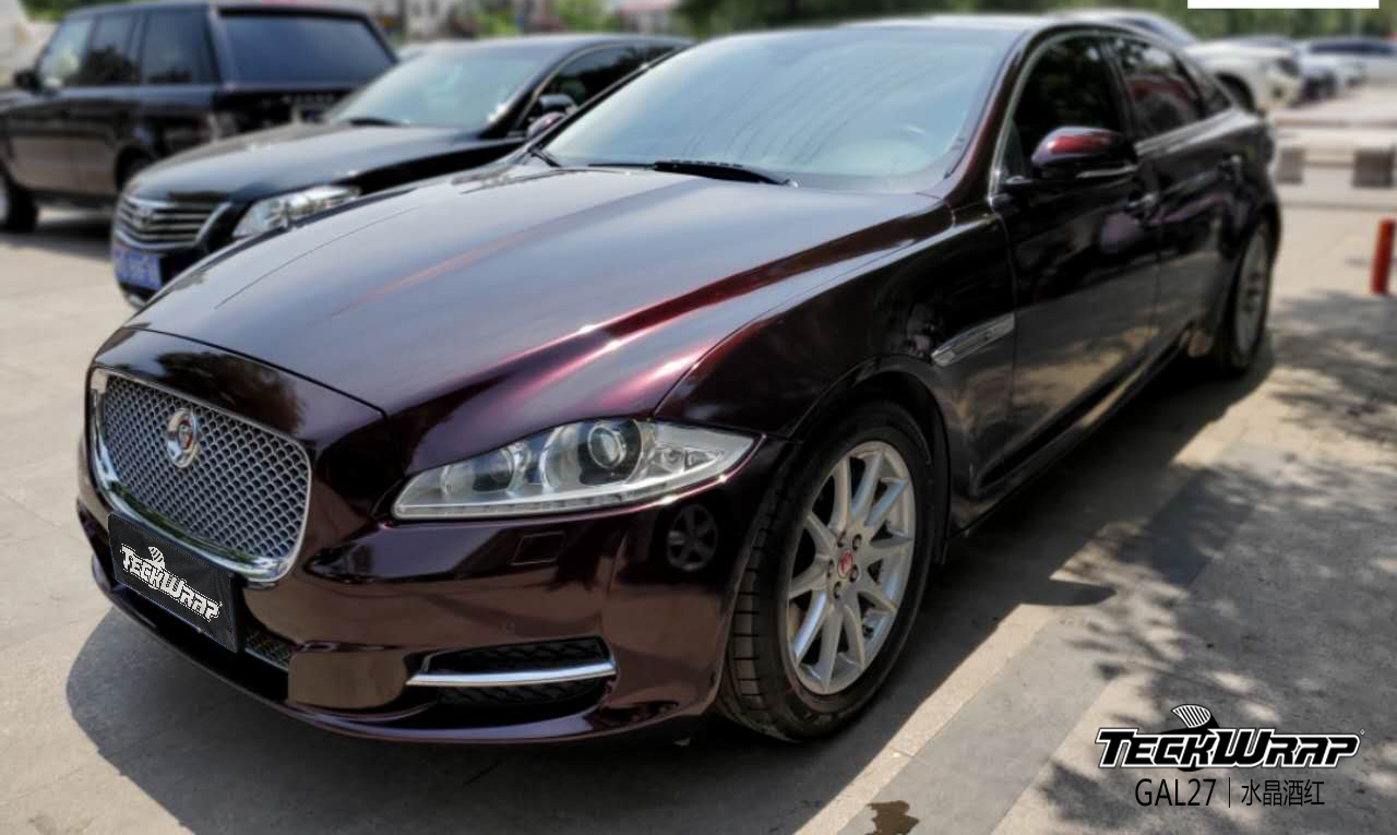 捷豹xjl汽车改色贴膜teckwrap美国秃鹰 gal27水晶酒红