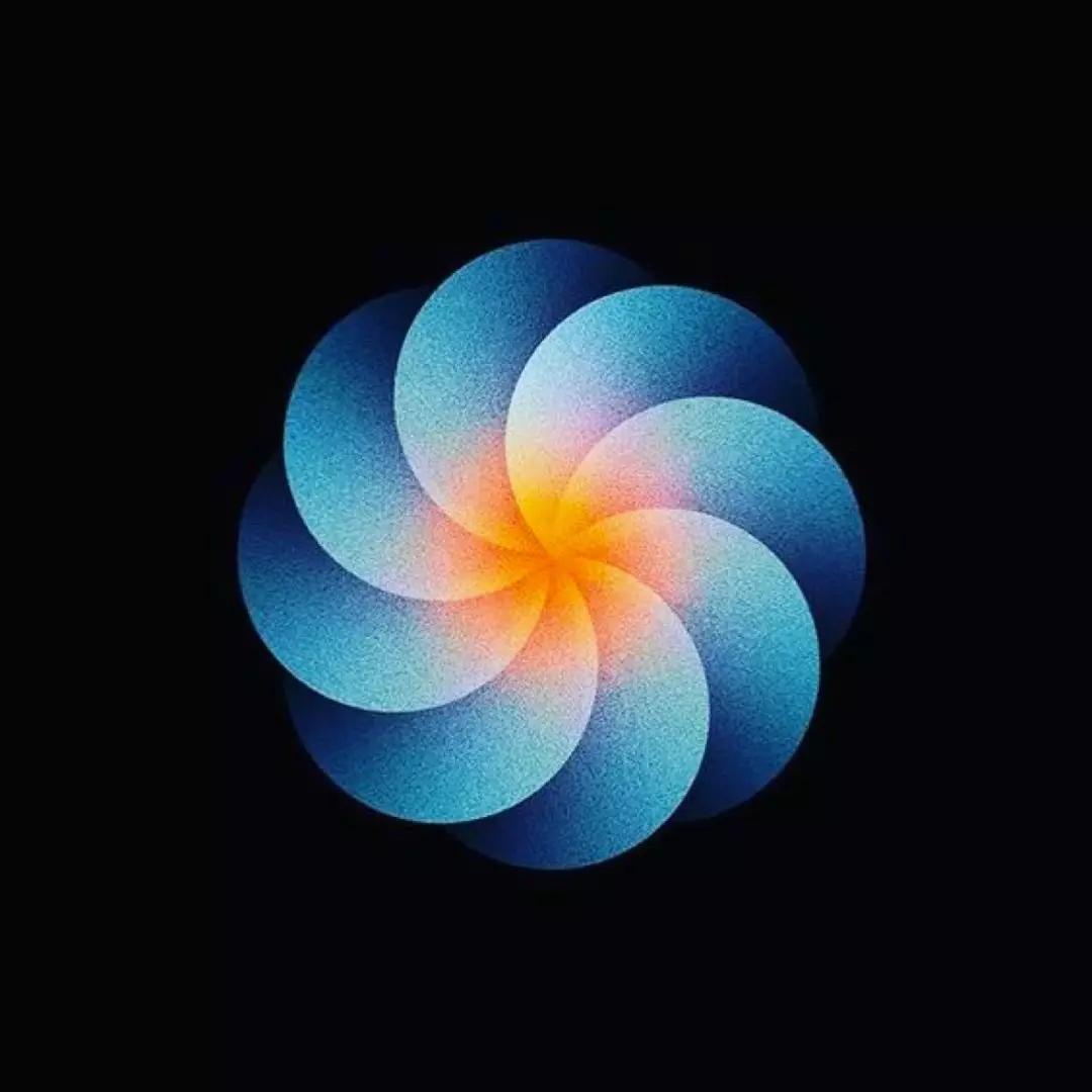 这张图也是一个典型的分形,它是由一个圆形,围绕中心点渐变得来.