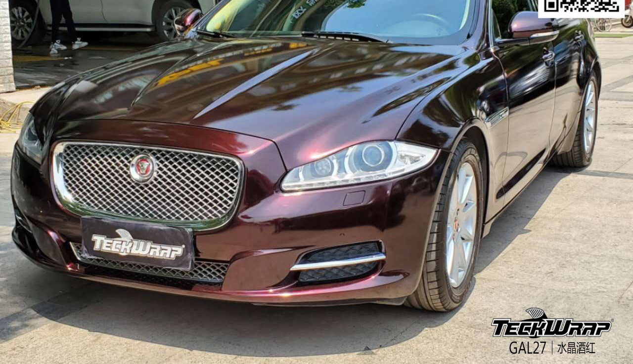 捷豹xjl汽车改色贴膜teckwrap美国秃鹰 gal27水晶酒红