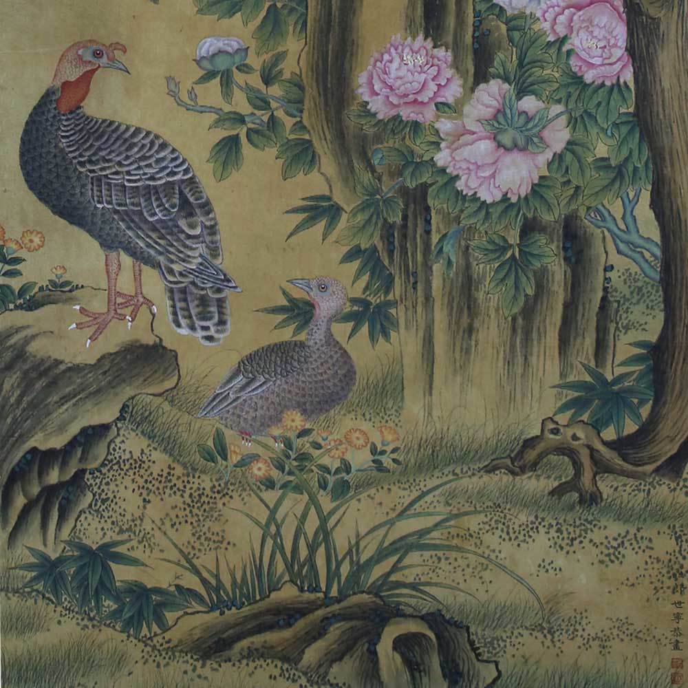 中西合璧,独放异彩—郎世宁工笔花鸟中堂-盛世皇廷拍卖_绘画