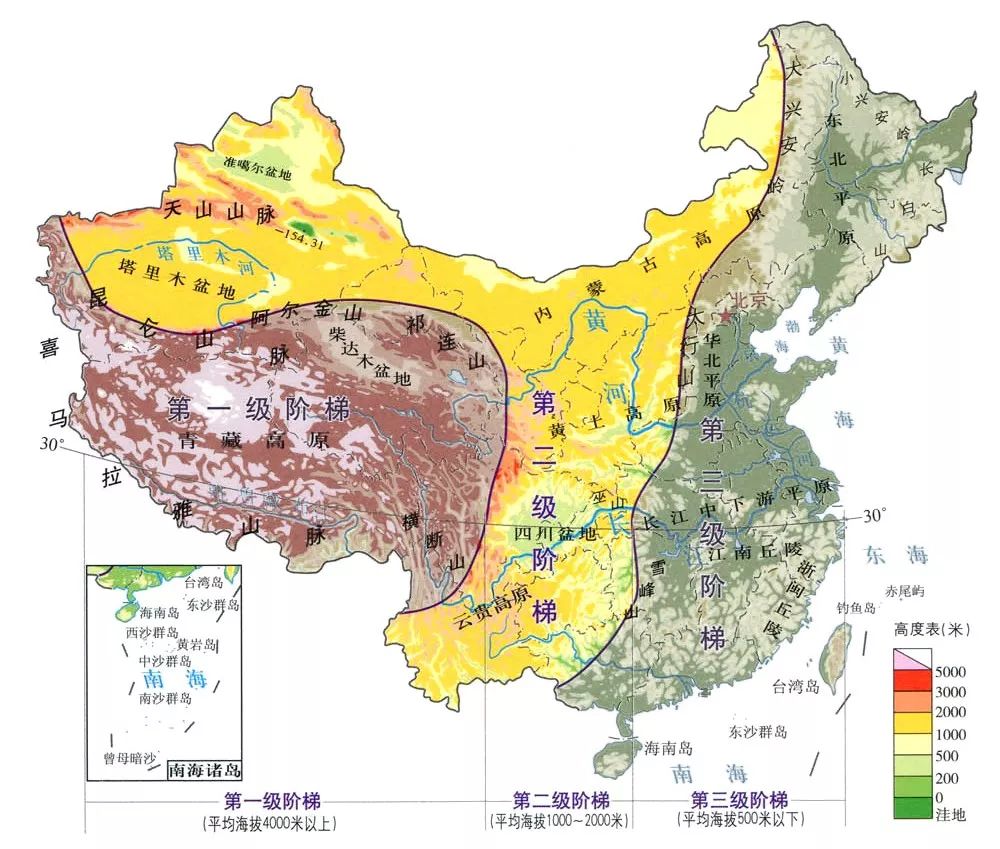 中国三横三纵山脉图图片