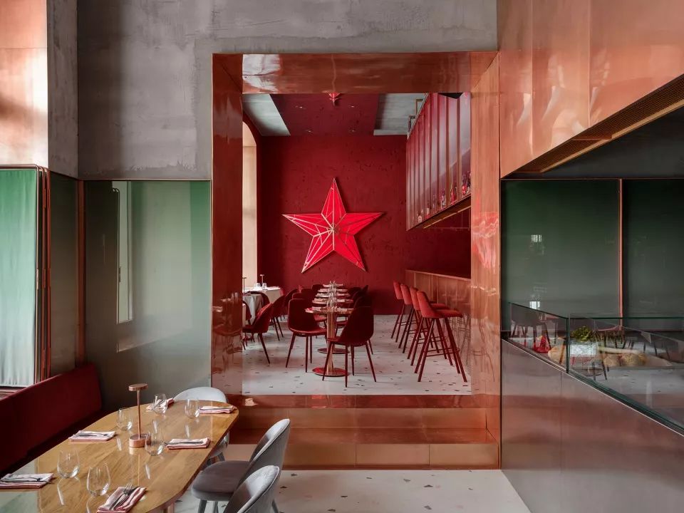 苏维埃元素的当代诠释pinkmama餐厅莫斯科crosbystudios